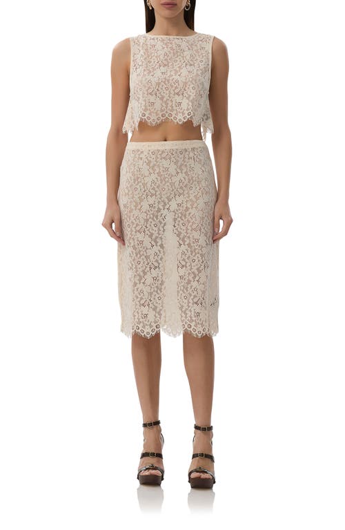 Afrm Arista Lace Midi Skirt In Birch
