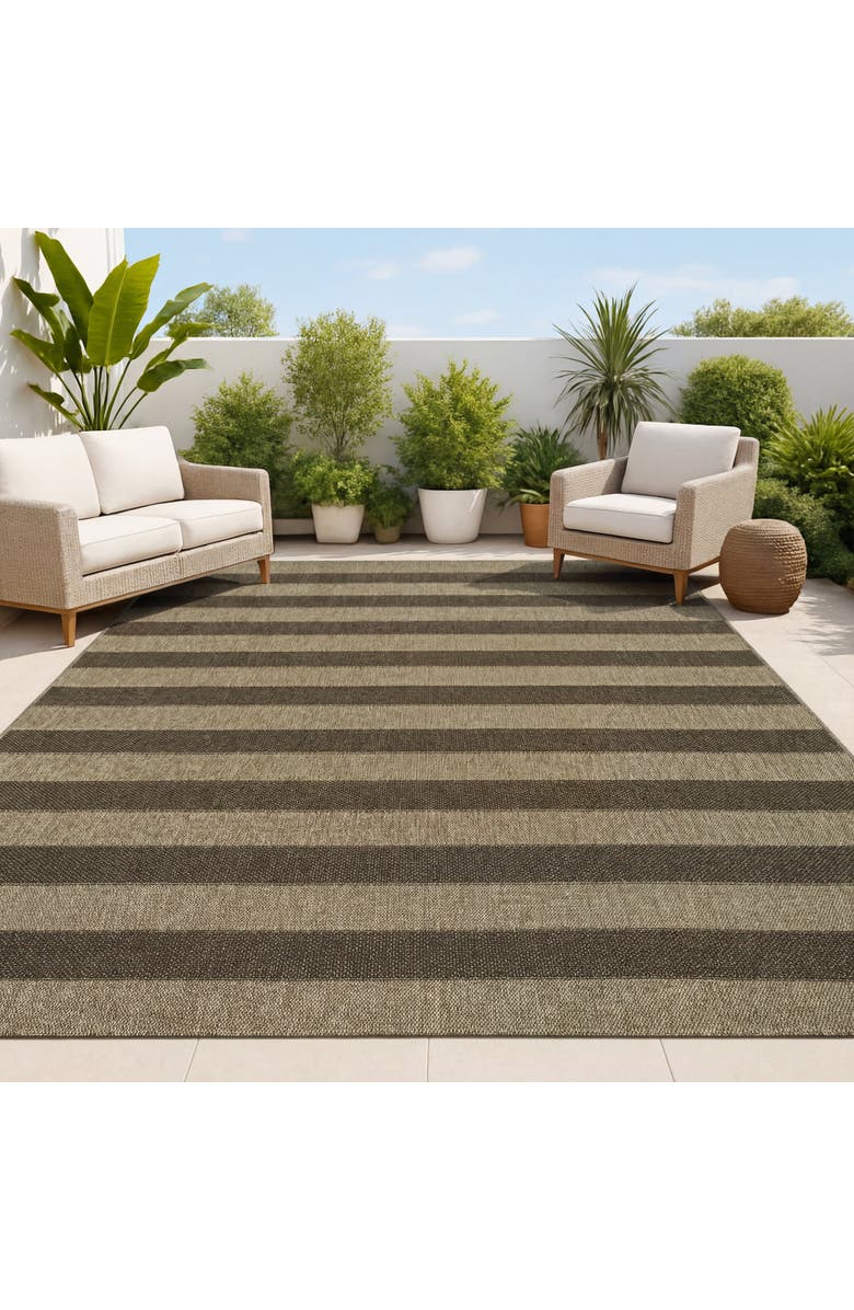 JONATHAN Y Sutton Easy Jute Modern Geometric Boho Stripe Indoor/Outdoor Area Rug, Alternate, color, Natural/Brown