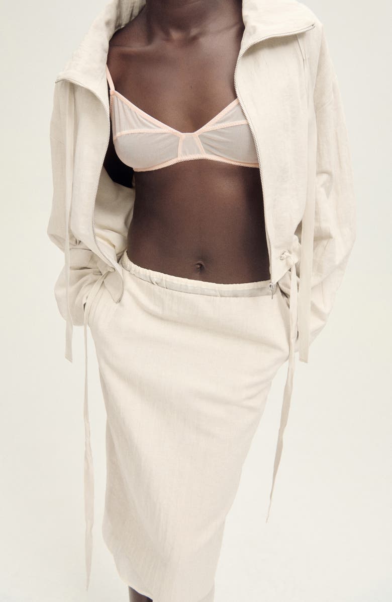 MANGO Layered Cotton & Linen Midi Skirt, Alternate, color, Light/ Pastel Grey