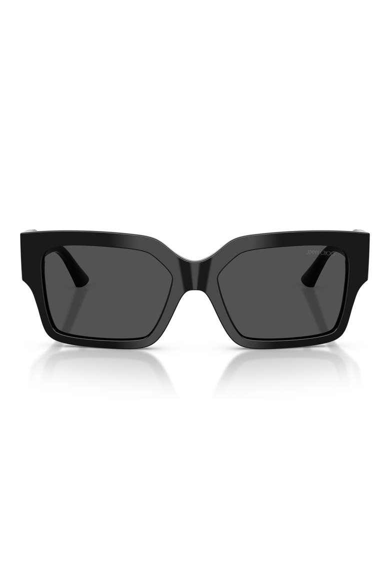 55mm Rectangular Sunglasses, Main, color, BLACK / DARK GREY