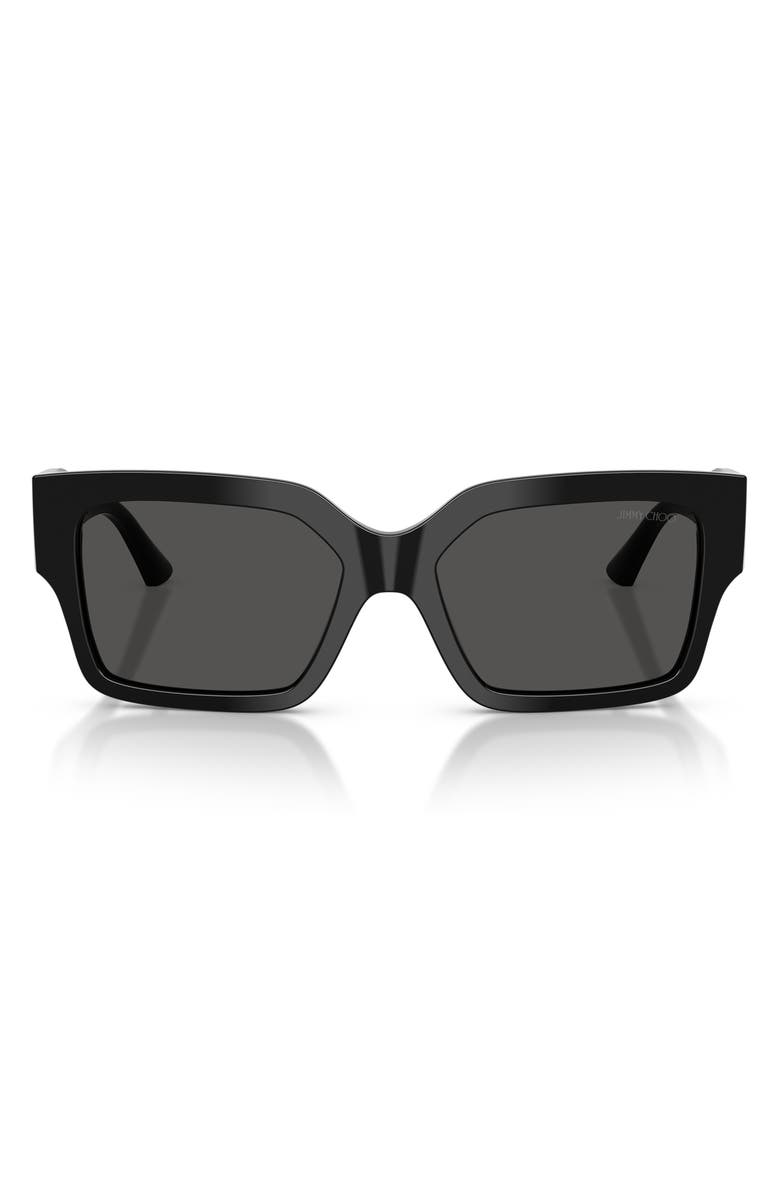Jimmy Choo 55mm Rectangular Sunglasses, Main, color, Black / Dark Grey
