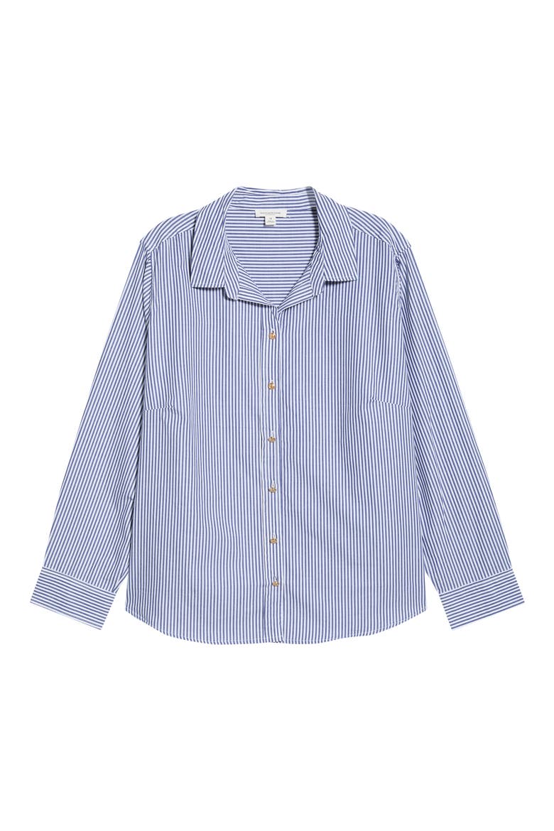 Bentley Stripe Cotton Button-Up Shirt, Alternate, color, SANTORINI