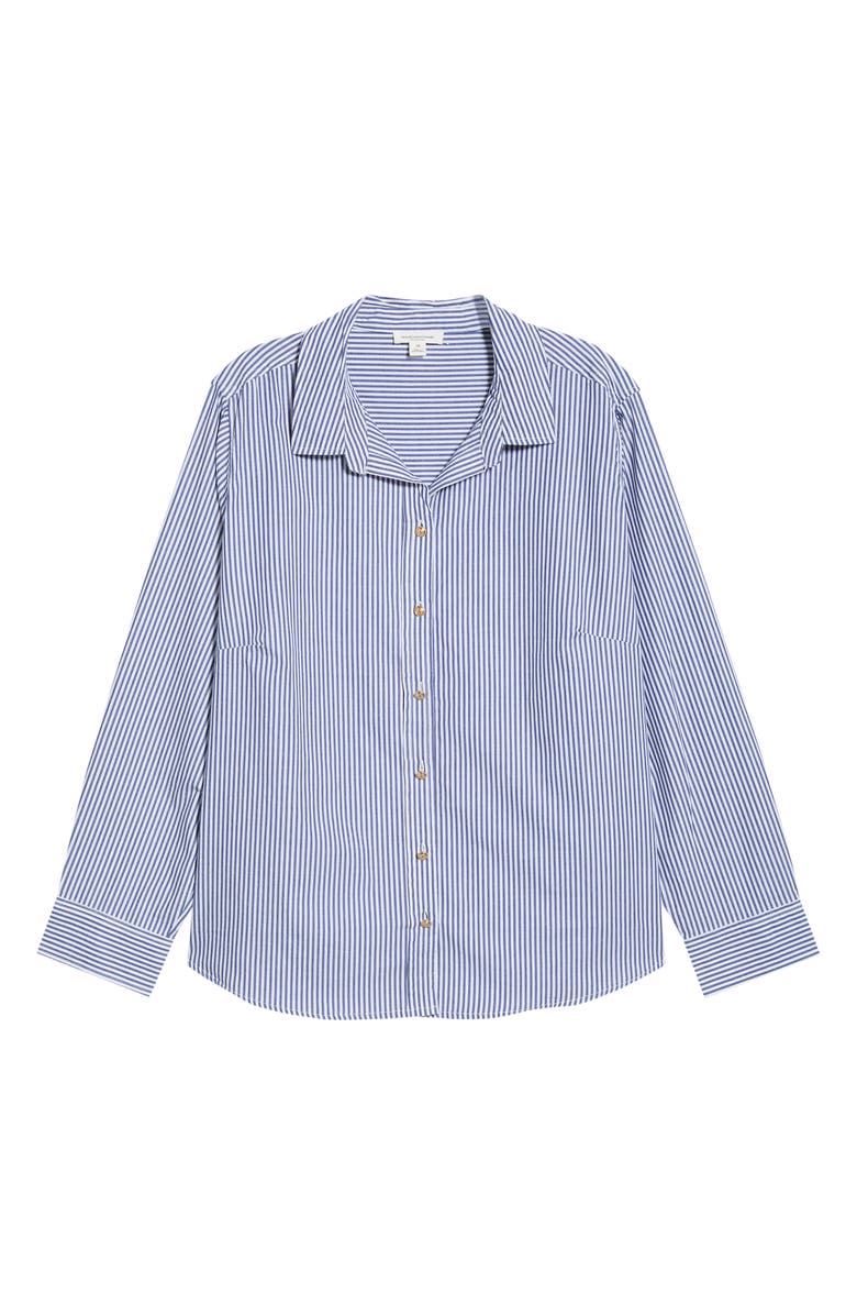 beachlunchlounge Bentley Stripe Cotton Button-Up Shirt, Main, color, Santorini