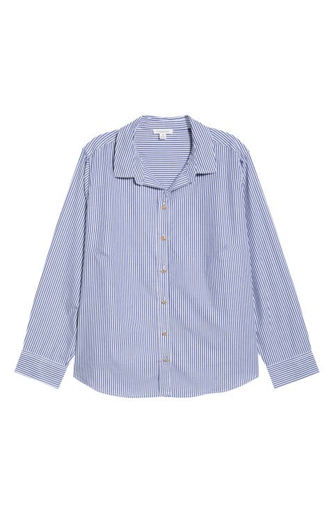 Bentley Stripe Cotton Button-Up Shirt (Plus)