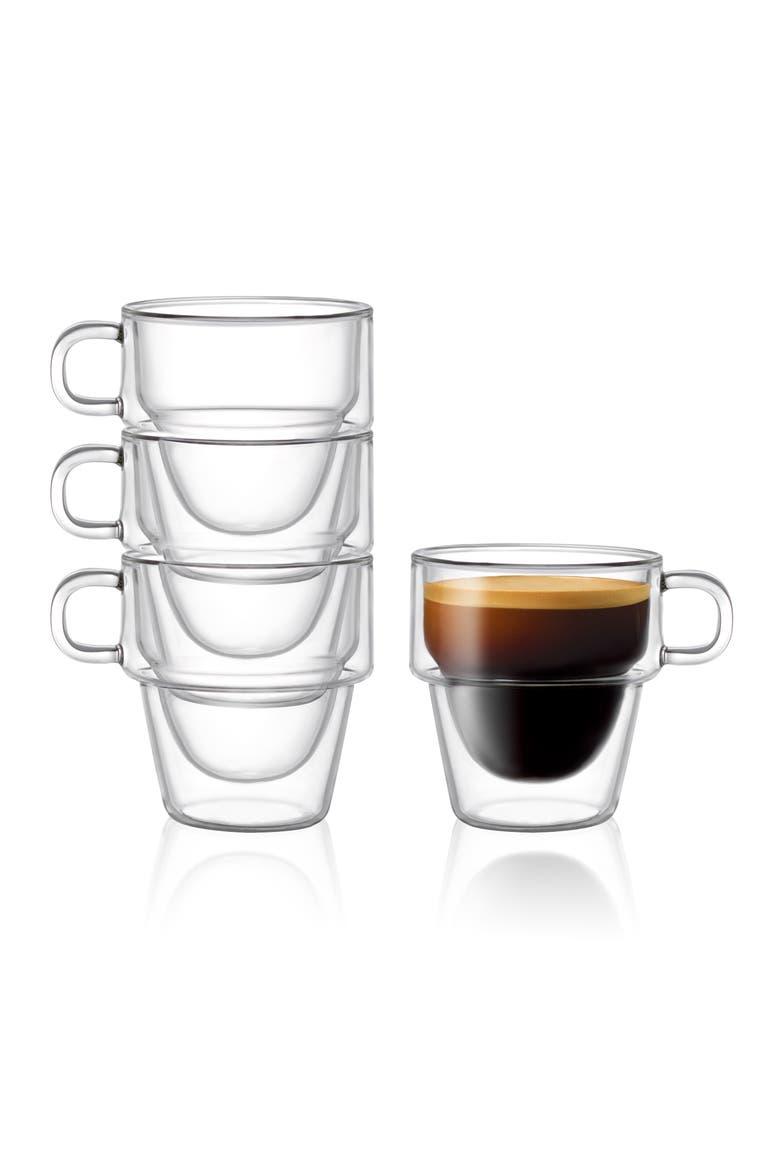 Stoiva Stackable Double Wall Espresso Cup - Set of 4, Alternate, color, CLEAR