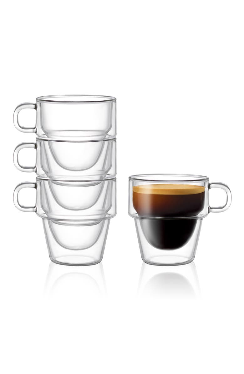 JoyJolt Stoiva Stackable Double Wall Espresso Cup - Set of 4, Alternate, color, Clear