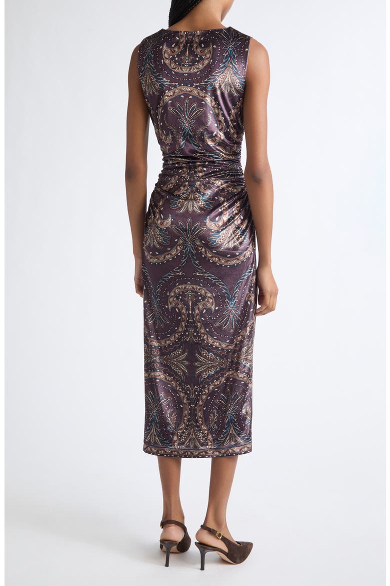 Charissa Ruched Sleeveless Dress, Alternate, color, DARK EGGPLANT MULTI
