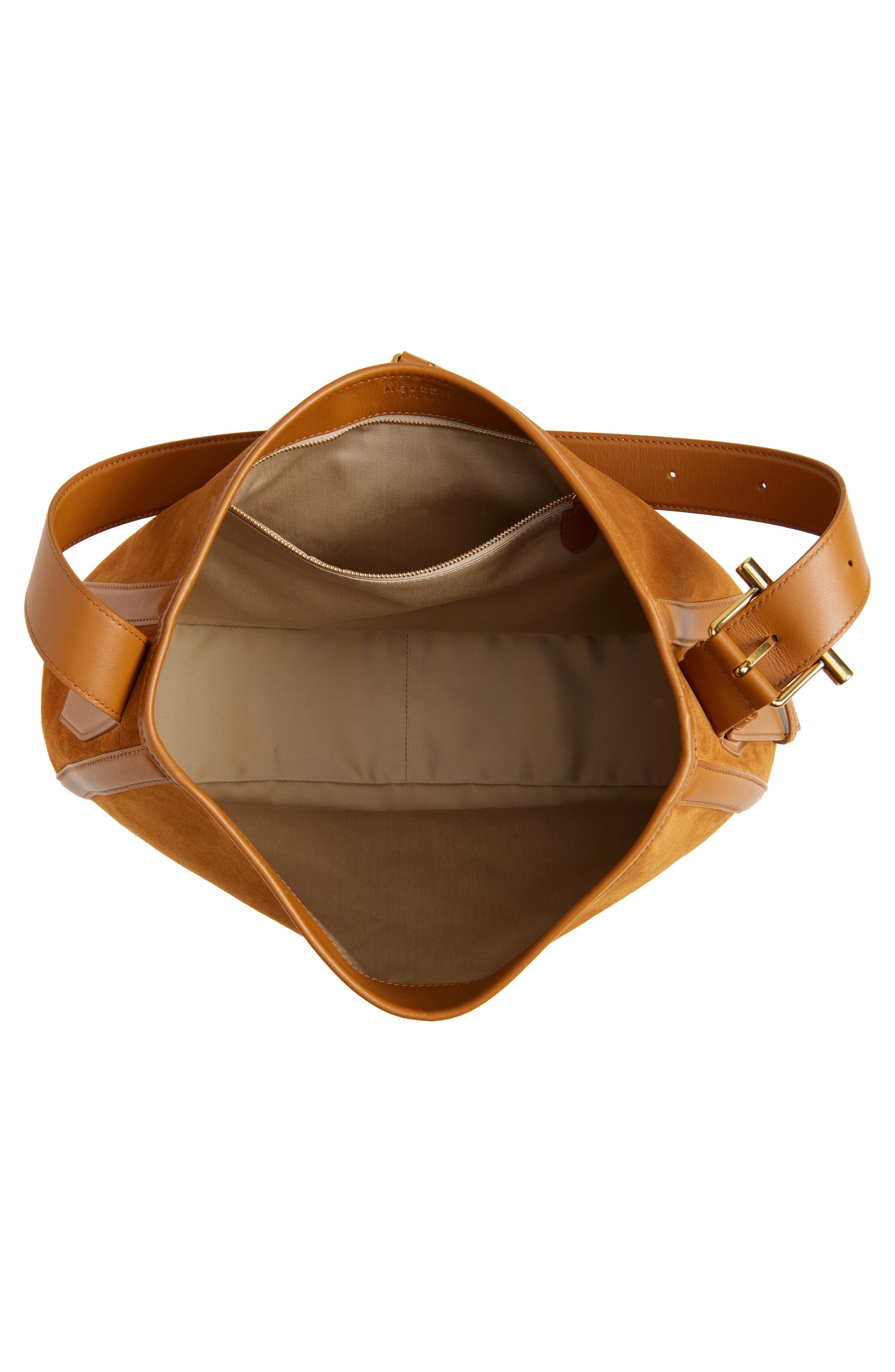 McQueen T-Bar Suede Shoulder Bag, Alternate, color, 