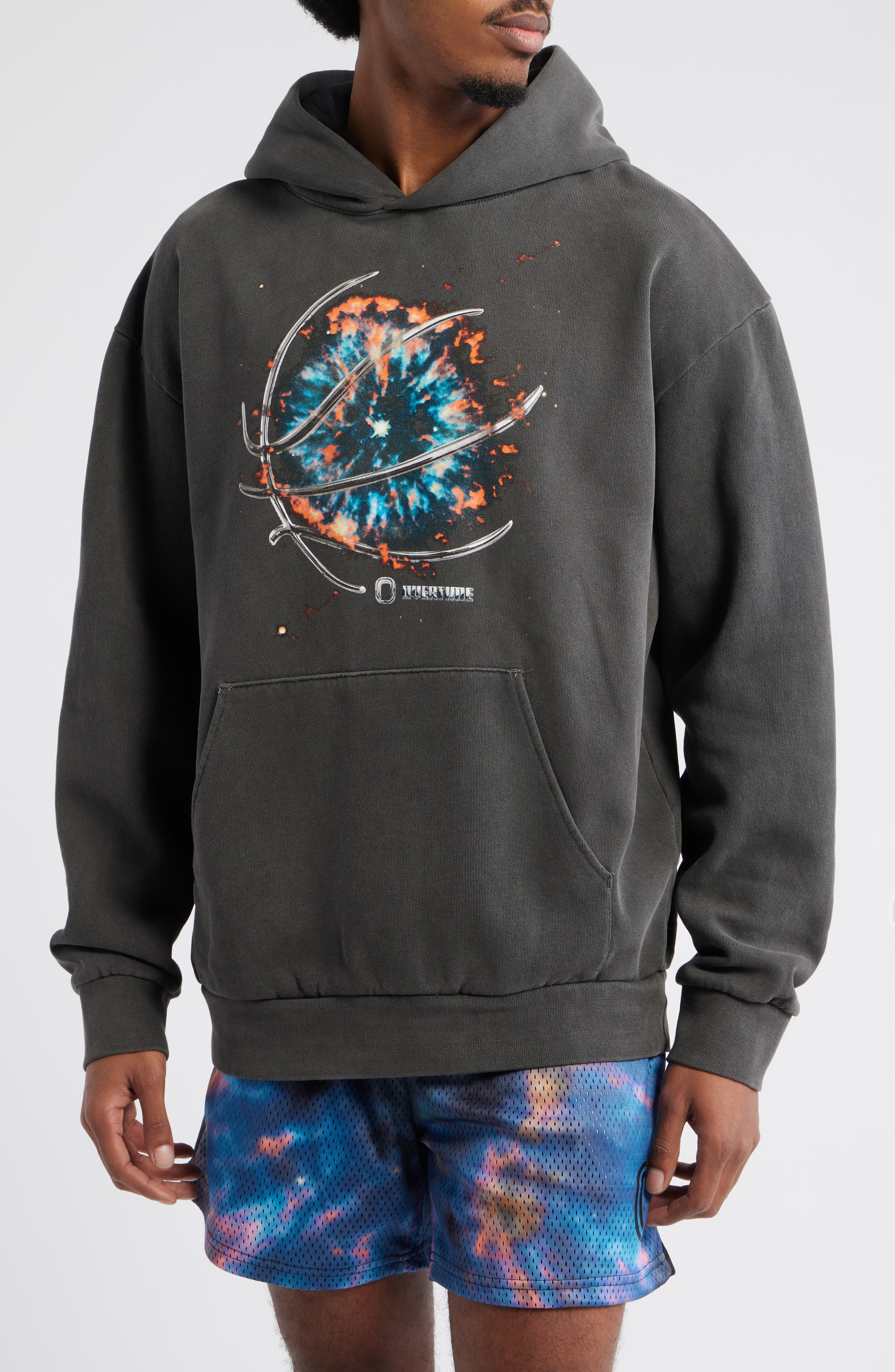Overtime Chrometeam Graphic Ball Print Hoodie In Gray