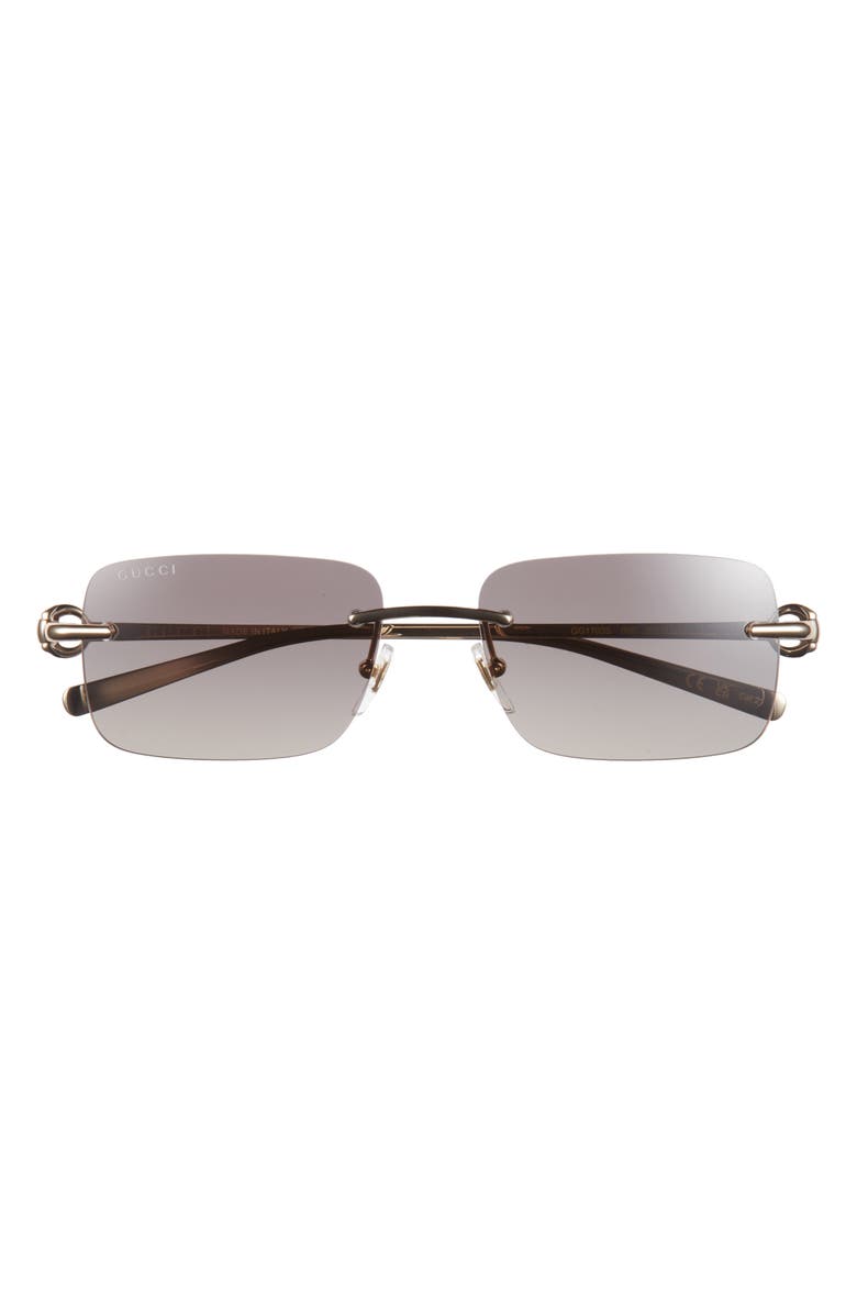 Gucci 55mm Rimless Rectangular Sunglasses, Main, color, Gold