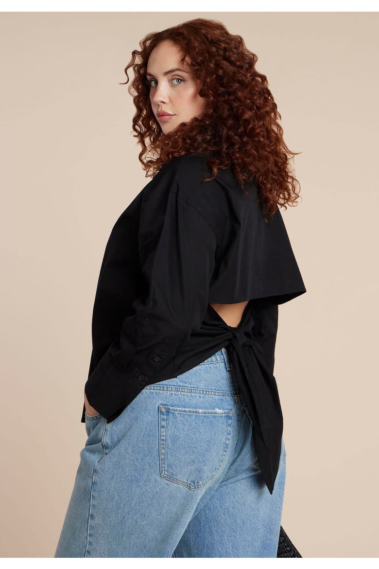 Tie Back Button Up Top, Main, color, BLACK ONYX