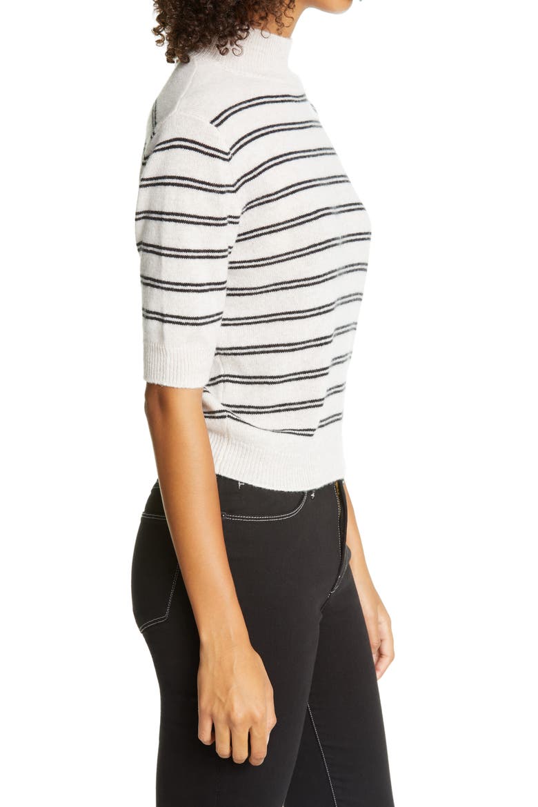 Stripe Wool & Cashmere Crop Sweater, Alternate, color, OATMEAL HEATHER MULTI