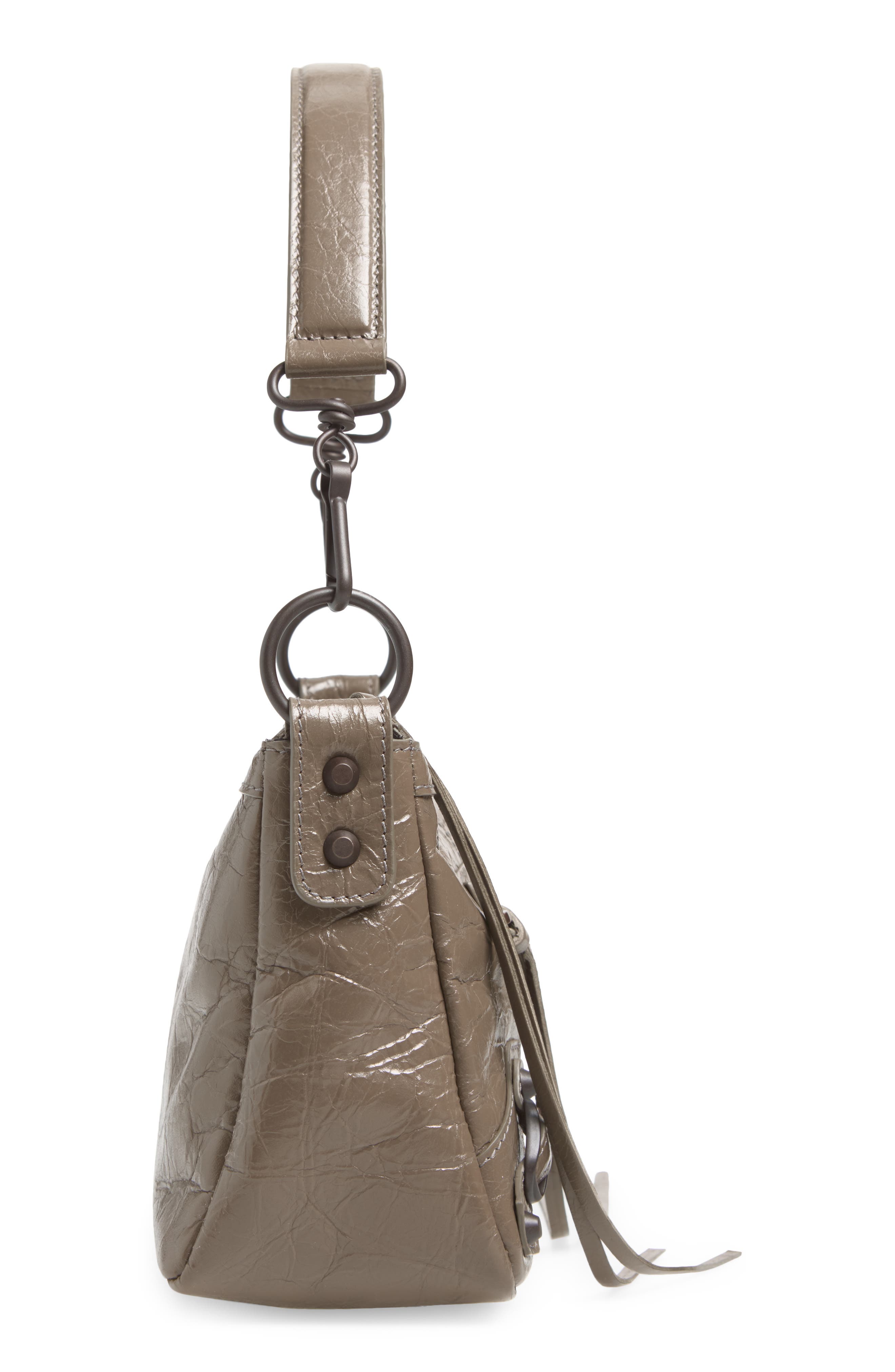 Balenciaga Mini Le City Moto Leather Shoulder Bag, Alternate, color, 3258 Army Green