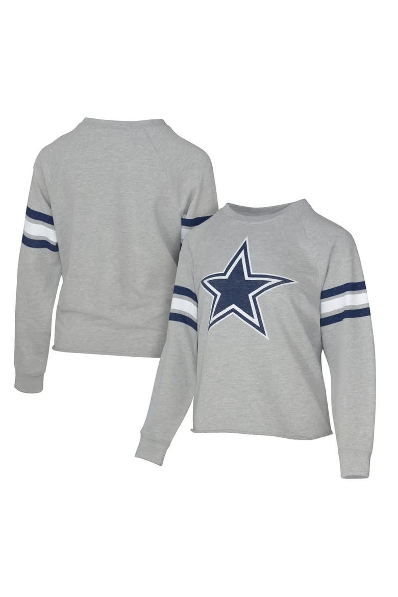 Women's Lauren James Gray Dallas Cowboys Raglan Terry Sweatshirt, Main, color, Gray