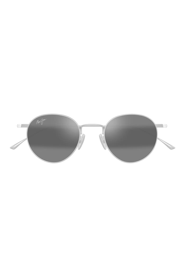 Kaapeha 48mm Small PolarizedPlus2® Round Sunglasses, Main, color, MATTE SILVER/ NEUTRAL GREY