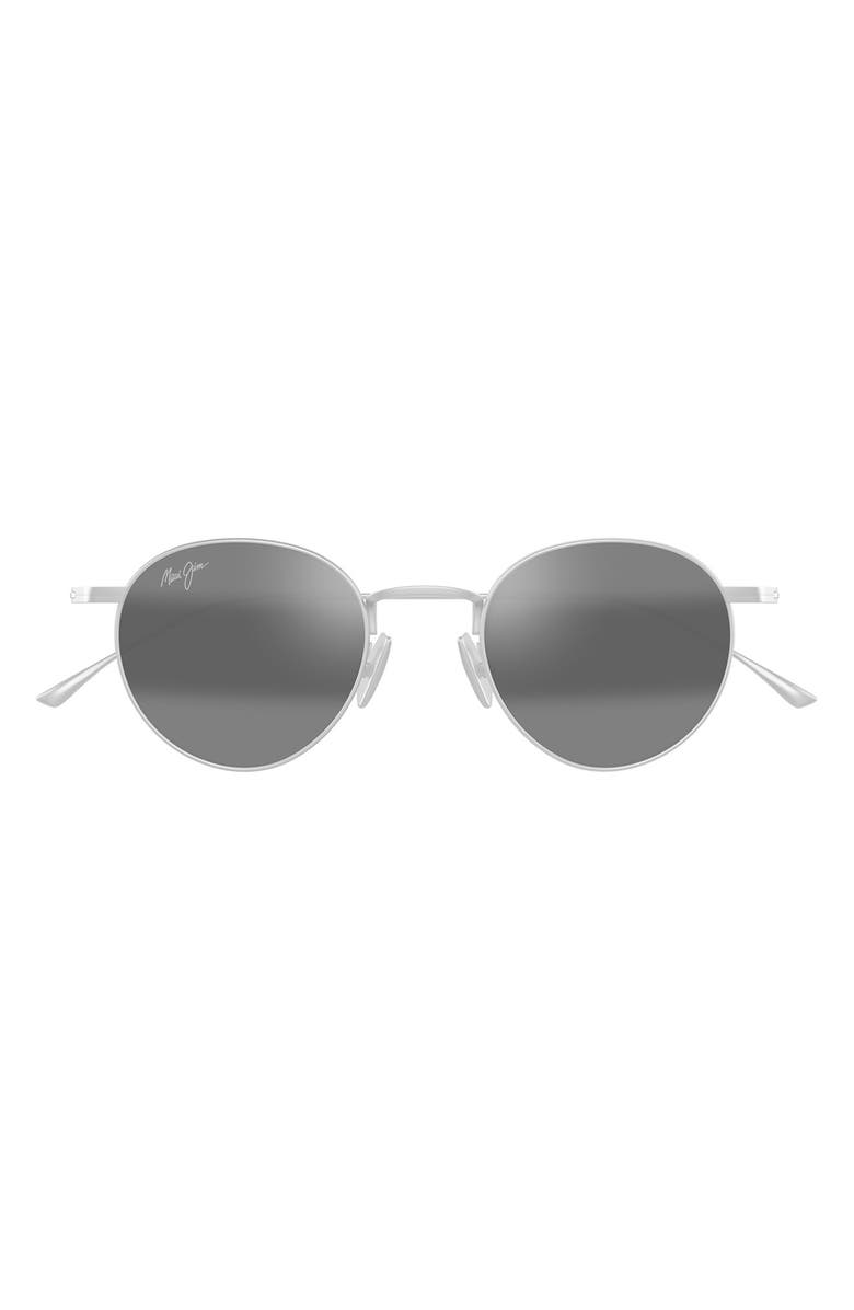 Maui Jim Kaapeha 48mm Small PolarizedPlus2<sup>®</sup> Round Sunglasses, Main, color, Matte Silver/ Neutral Grey