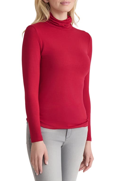 Jones New York Shirred Turtleneck Top In Red