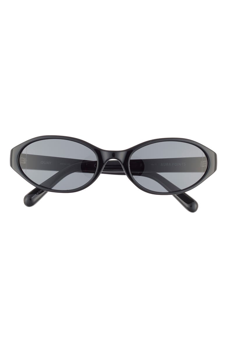 QUAY Aura Points 55mm Oval Sunglasses, Alternate, color, Black/ Smoke