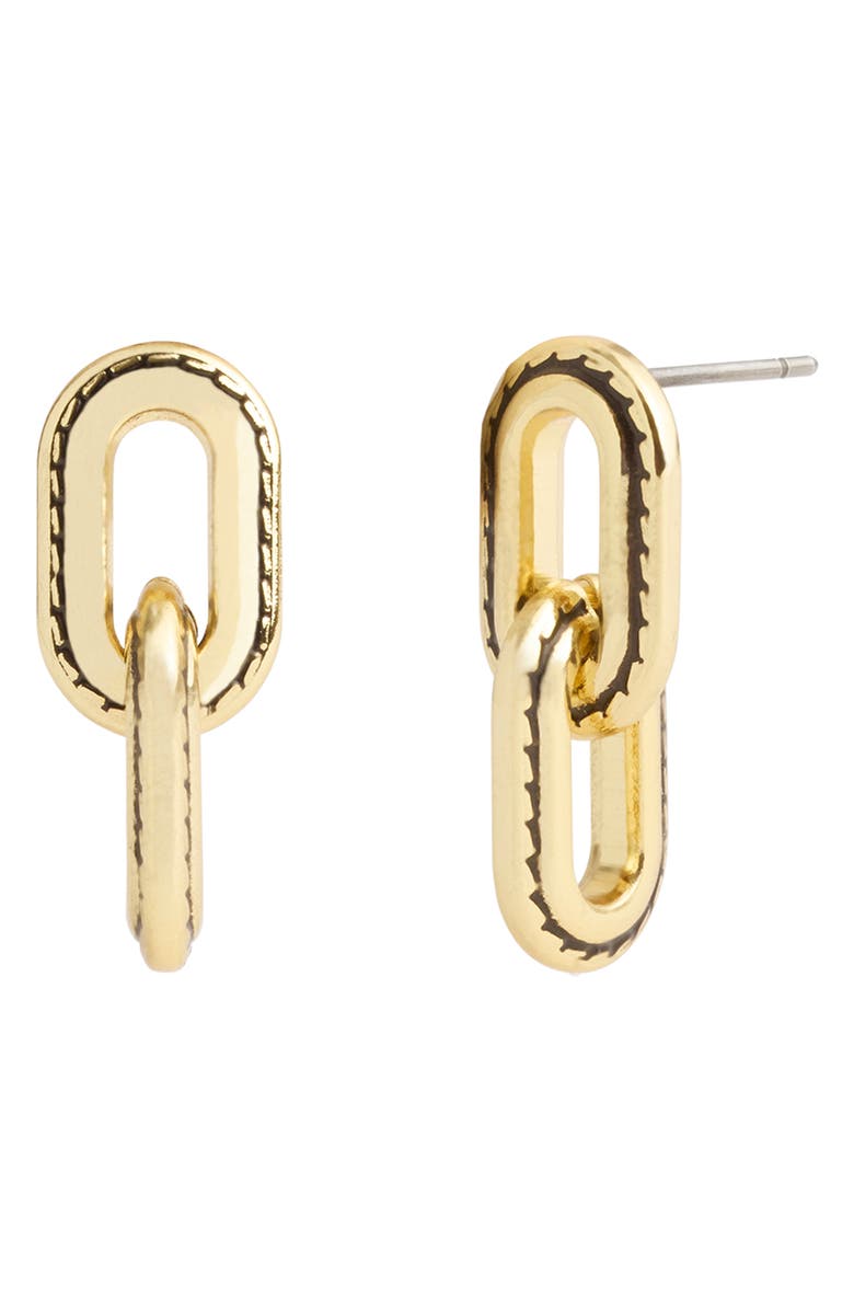 COACH Stitched Small Paper Clip Link Drop Earrings, Main, color,