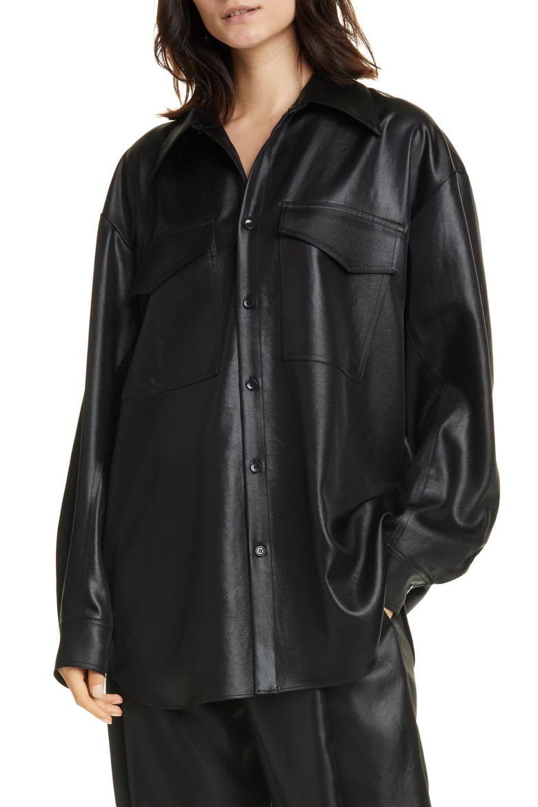 Celia Origami Sleeve Satin Shirt, Main, color, BLACK