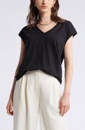 Nordstrom Sleeveless V-Neck Cotton T-Shirt