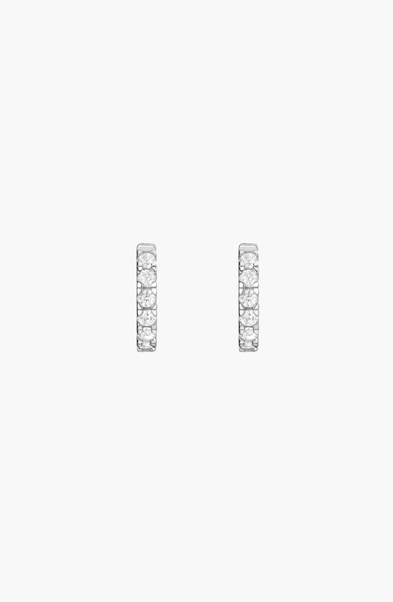 Aurate New York Lab Grown White Sapphire Huggie Earrings, Alternate, color, White Vermeil