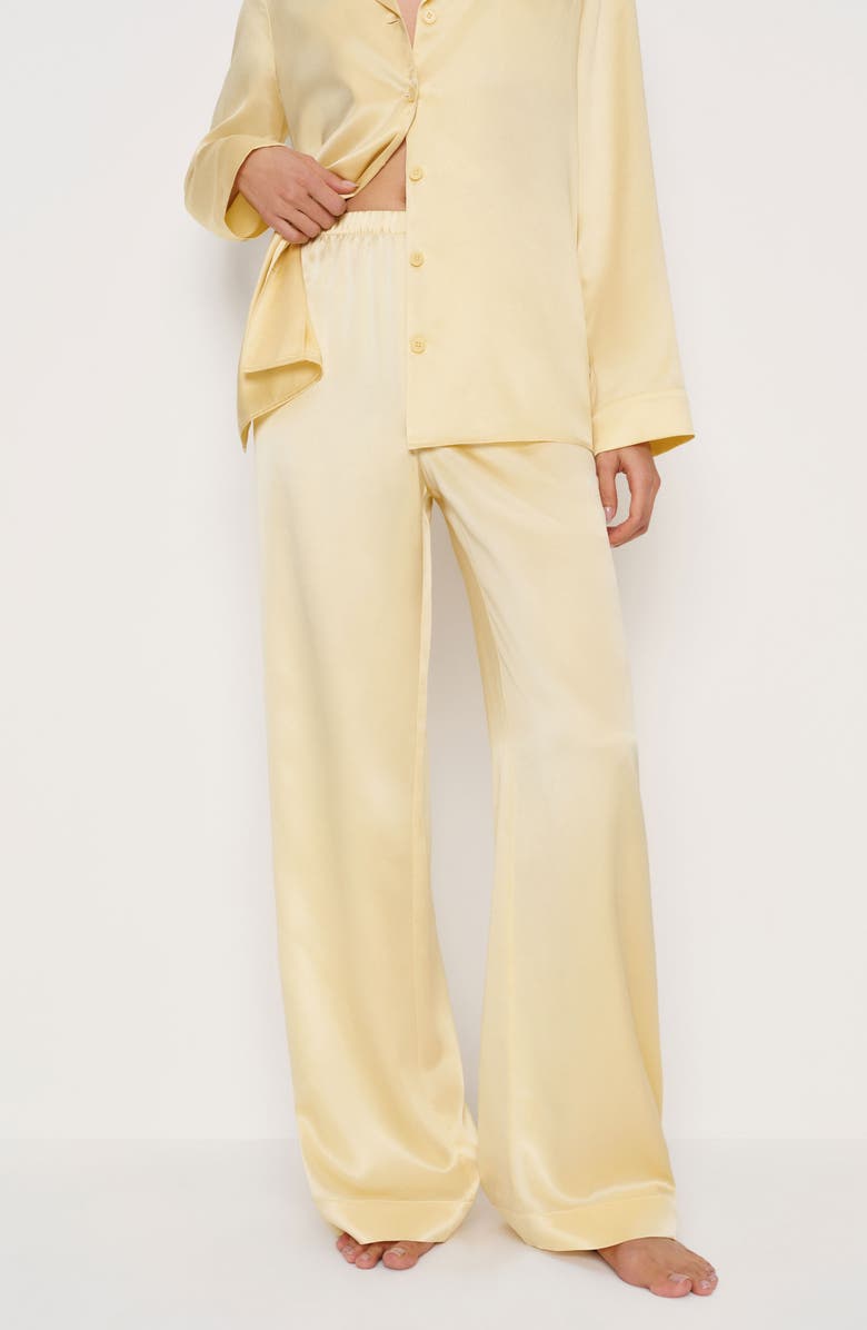 Reformation Ella Silk Satin Pajamas, Alternate, color, Blonde