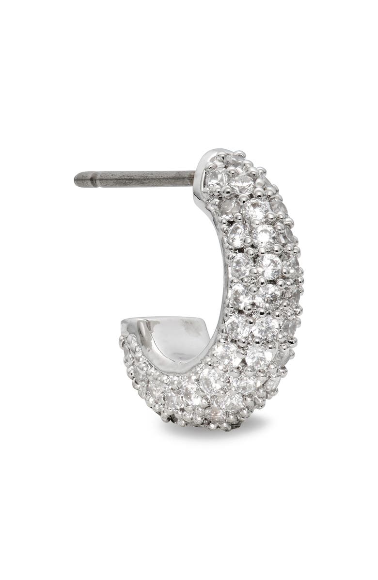 Kate Spade New York tiny twinkles trio pavé huggie hoop earrings, Alternate, color, Clear/ Silver