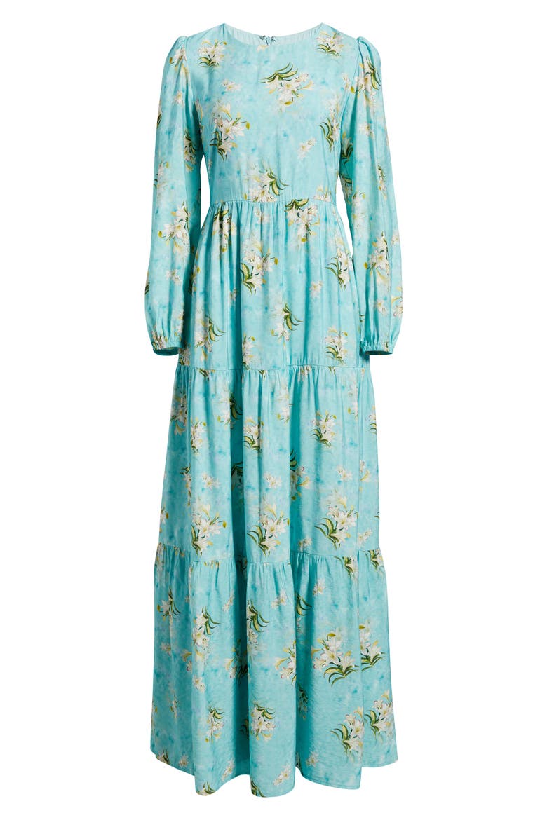 Bernice Long Sleeve Maxi Dress, Alternate, color, BLUE FLORAL