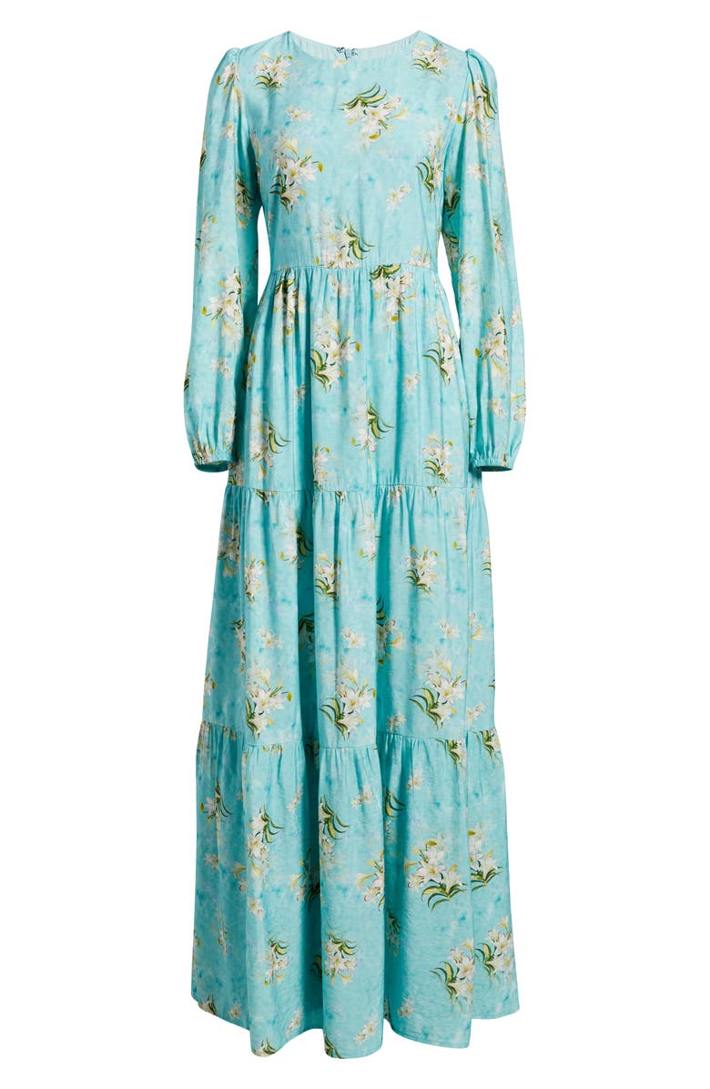 Petal & Pup Bernice Long Sleeve Maxi Dress, Alternate, color, Blue Floral