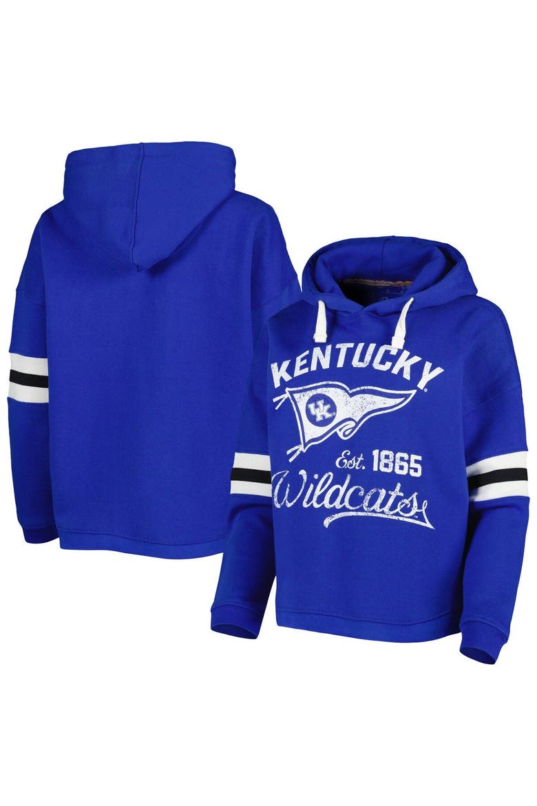 Women's Pressbox Royal Kentucky Wildcats Super Pennant Pullover Hoodie, Main, color, Royal