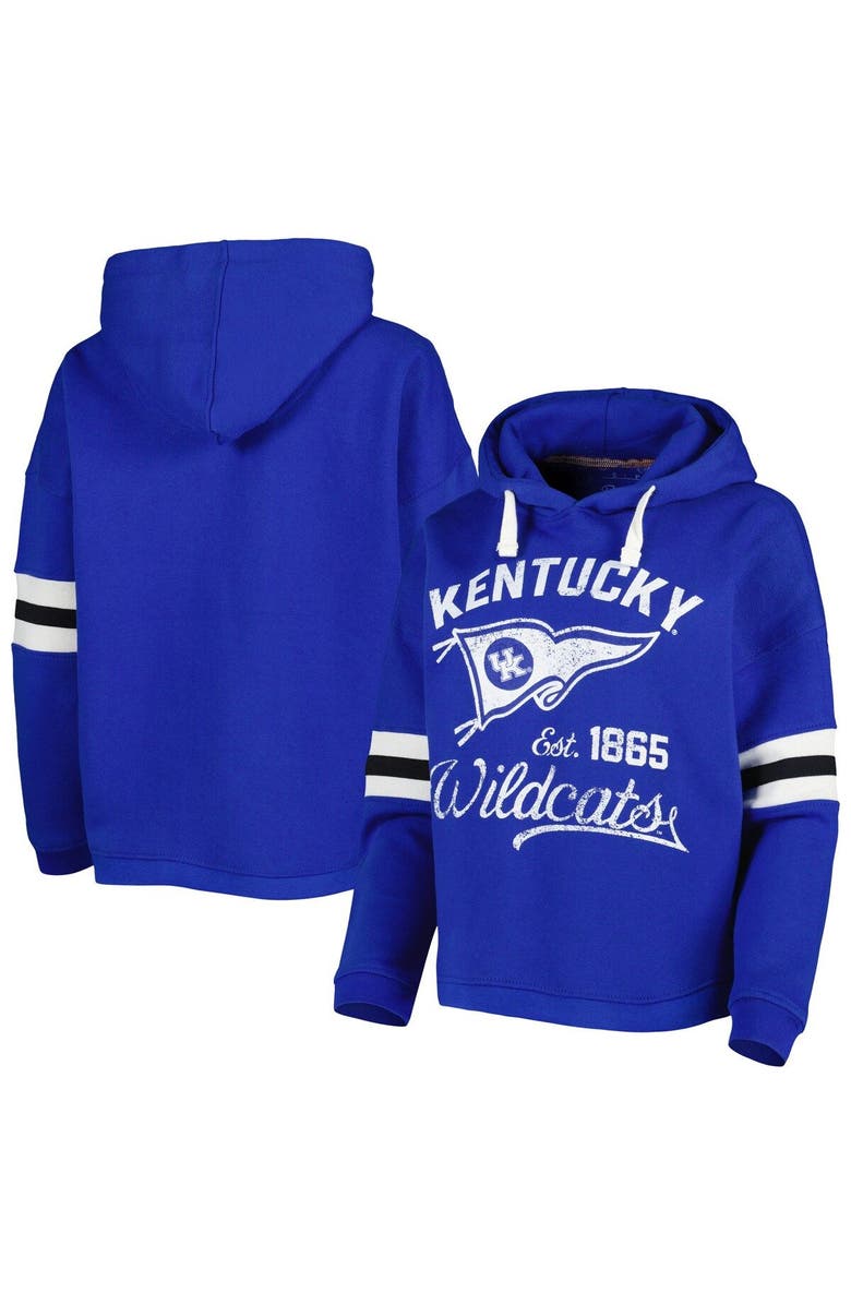 PRESSBOX Women's Pressbox Royal Kentucky Wildcats Super Pennant Pullover Hoodie, Main, color, Royal