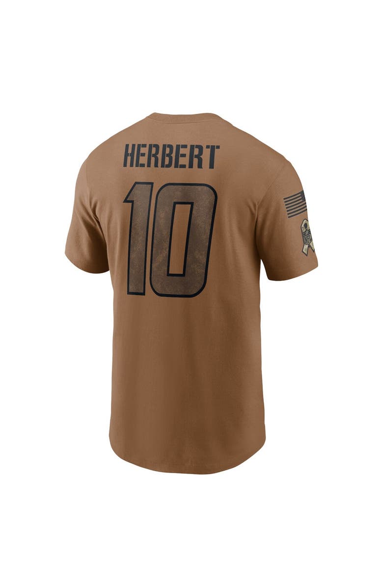 Nike Men's Nike Justin Herbert Brown Los Angeles Chargers 2023 Salute To Service Name & Number T-Shirt, Alternate, color,