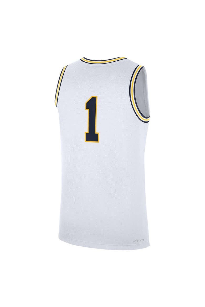 Men's Jordan Brand White Michigan Wolverines Home Replica Basketball Jersey, Alternate, color, White