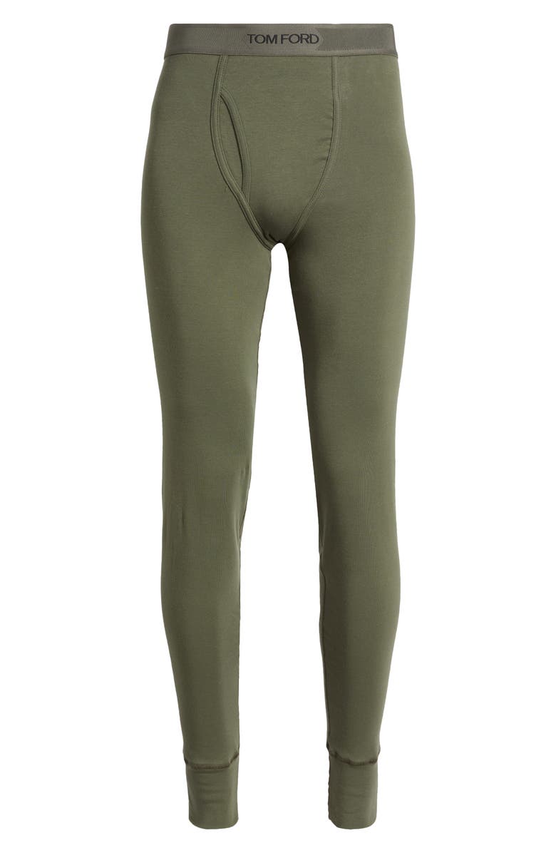 TOM FORD Stretch Cotton Long Johns, Alternate, color, Military Green