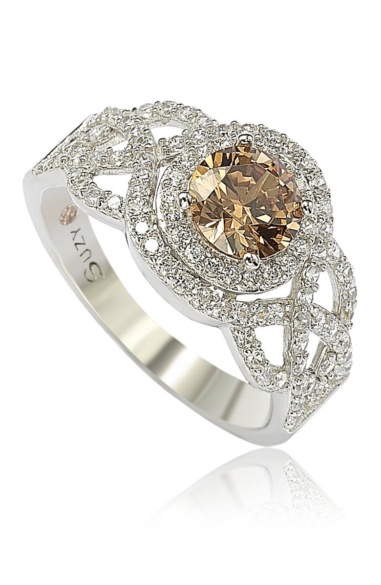 SUZY LEVIAN Sterling Silver Brown CZ Bridal Ring, Main, color, 