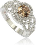 SUZY LEVIAN Sterling Silver Brown CZ Bridal Ring