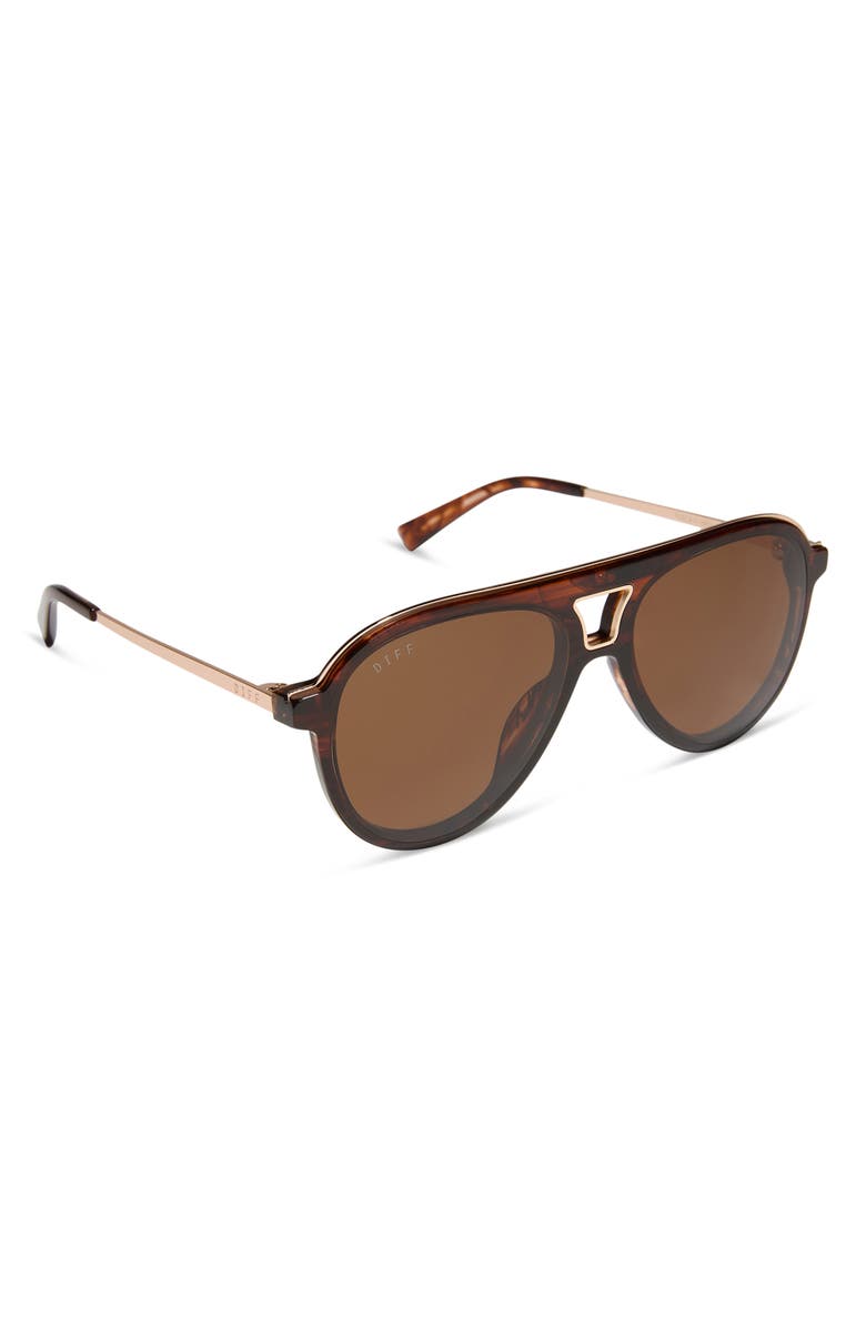 DIFF Tosca III 56mm Aviator Sunglasses, Alternate, color, Sequoia Tortoise / Brown