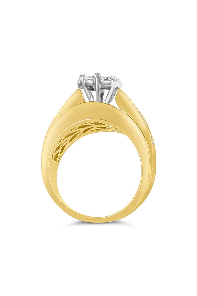14K Yellow Gold 2-1/3 Ctw Diamond Cluster Channel Set Chevron Shaped Engagement Ring, Alternate, color, Yellow Gold