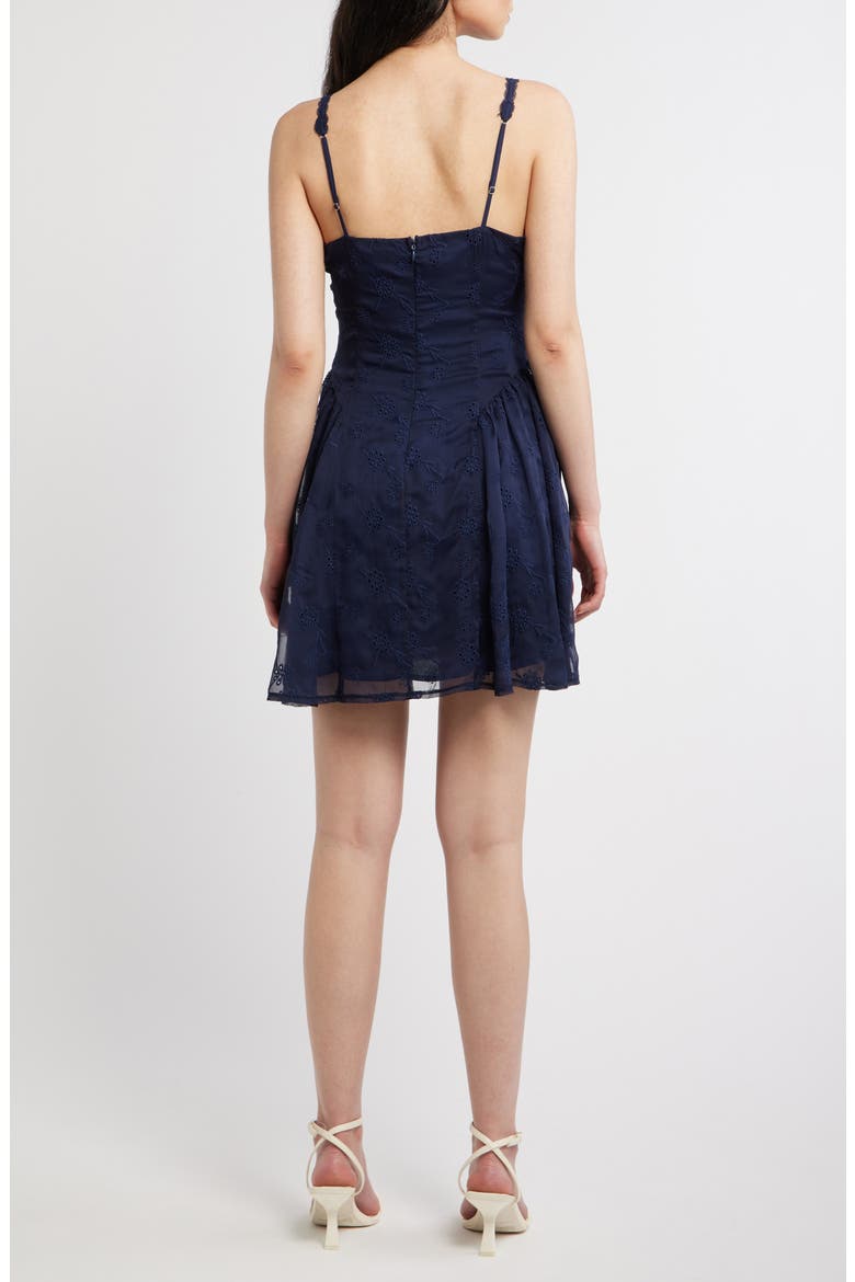Eyelet Lace Fit & Flare Party Dress, Alternate, color, NAVY