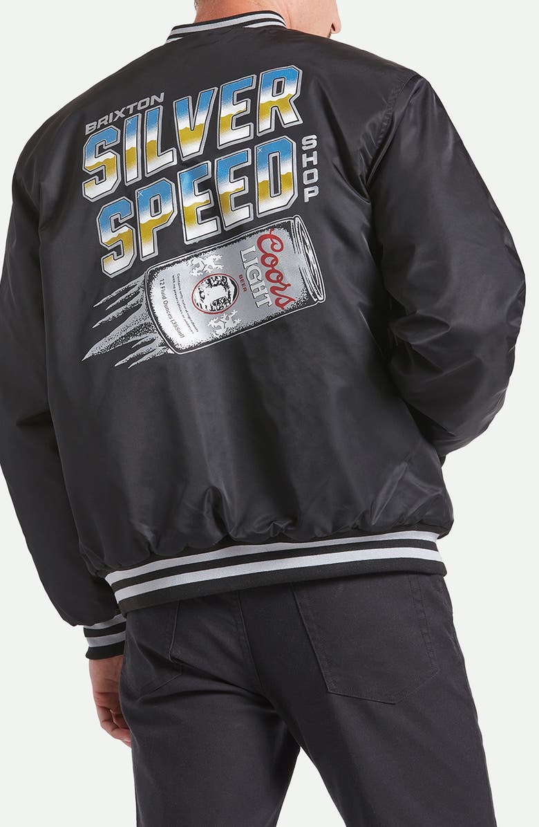Brixton Coors Light<sup>®</sup> Silver Speed Shop Bomber Jacket, Alternate, color, Black/ Silver