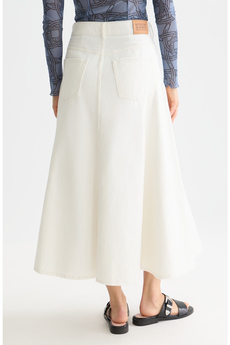 Nonstretch Denim Maxi Skirt, Alternate, color, STARDUST WHITE