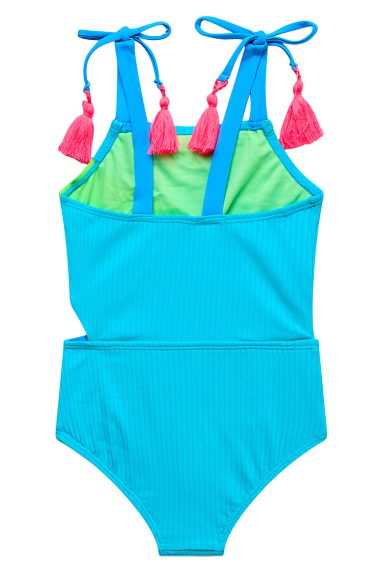 Kids' Rib Colorblock One-Piece Swimsuit, Alternate, color, POOL PARTY