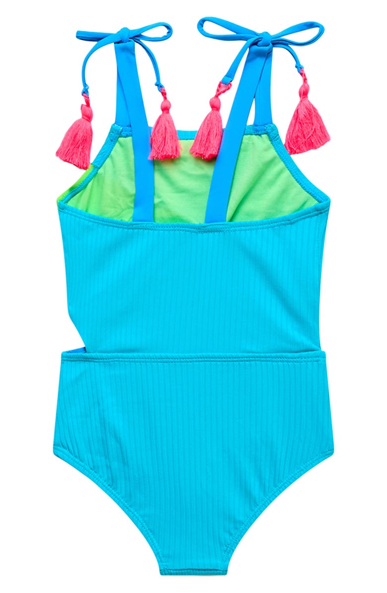 Beach Lingo Kids' Rib Colorblock One-Piece Swimsuit, Alternate, color, Pool Party