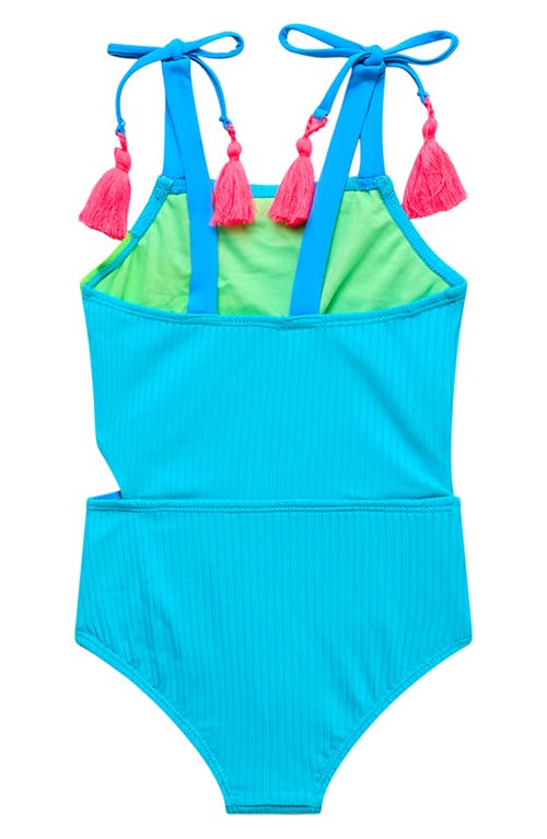 Beach Lingo Kids' Rib Colorblock One-piece Swimsuit In Blue