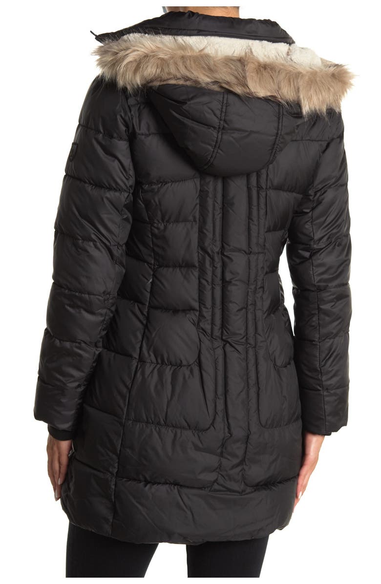 Larry Levine Faux Fur Hood & Faux Shearling Lined Puffer Jacket, Alternate, color, 