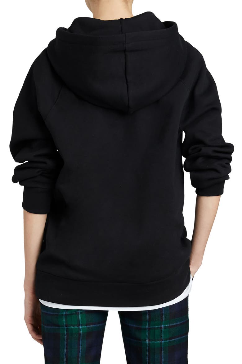 Krayford Embroidered Cotton Blend Hoodie, Alternate, color, BLACK
