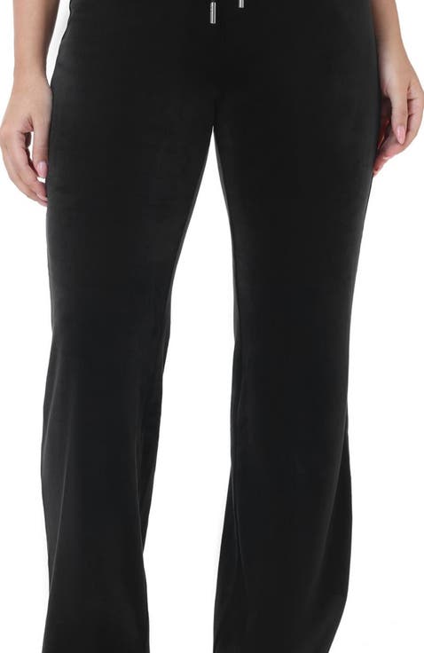 Rib Waist Velour Track Pants, Liquorice