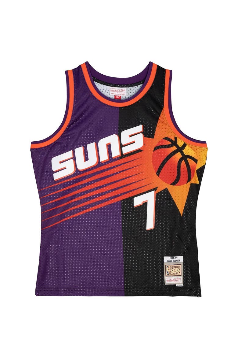 Men's Mitchell & Ness Kevin Johnson Purple/Black Phoenix Suns Hardwood Classics 1996/97 Split Swingman Jersey, Alternate, color, Purple