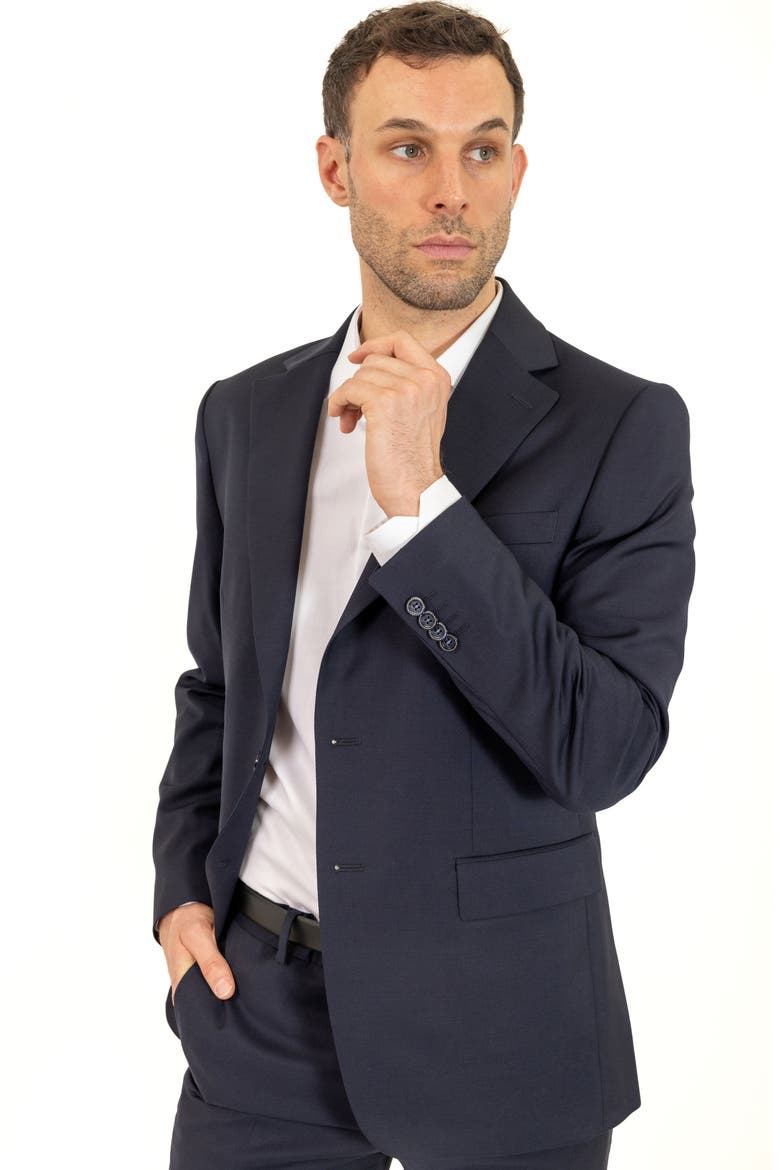 Trim Fit Wool Suit, Alternate, color, NAVY